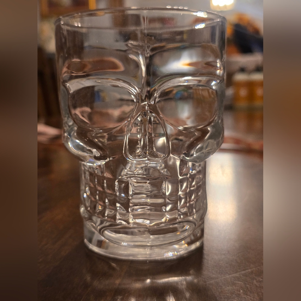 16oz Clear Skull Glass Beer Mug